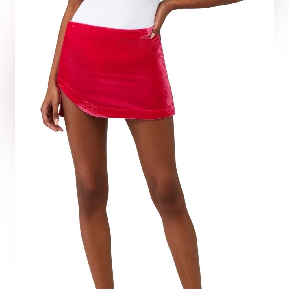 Free People Annalise Hot Pink Velvet Mini Skirt Size 6